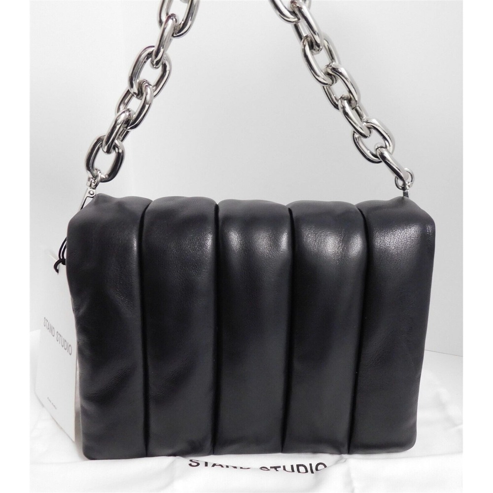 New Stand Studio Brynn Panel Black Leather Silver Chain‎ Bag